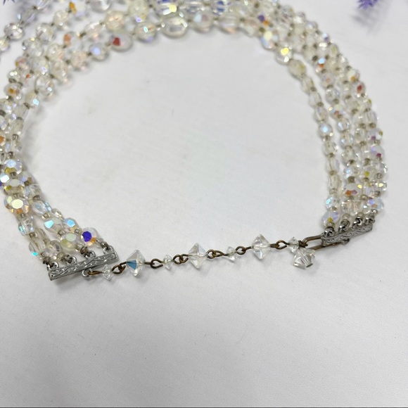 Vintage Aurora Borealis Beaded Multi-Strand Statement Necklace - Picture 7 of 7
